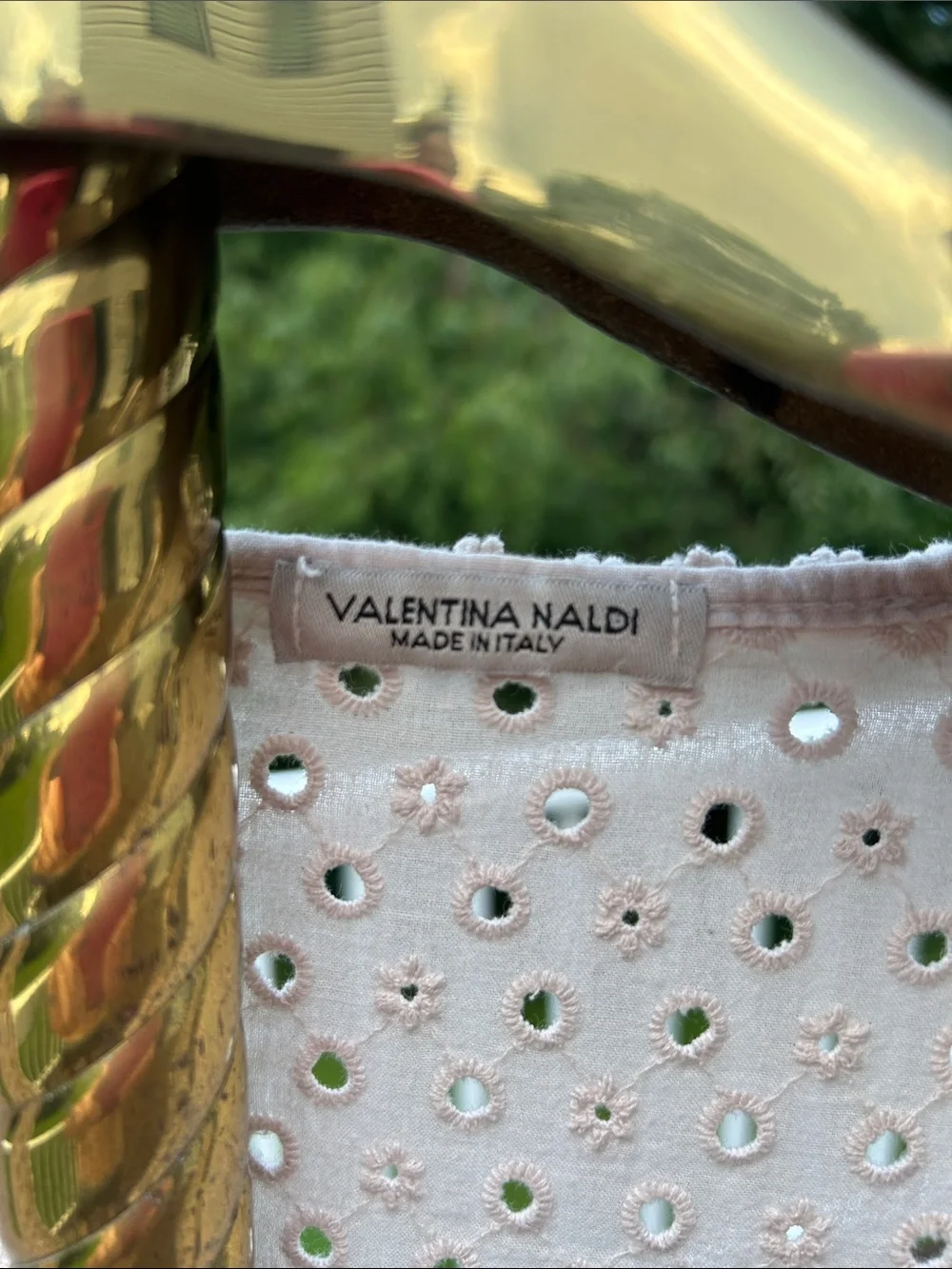 Valentina Naldi Embroidered Eyelet Top in beige